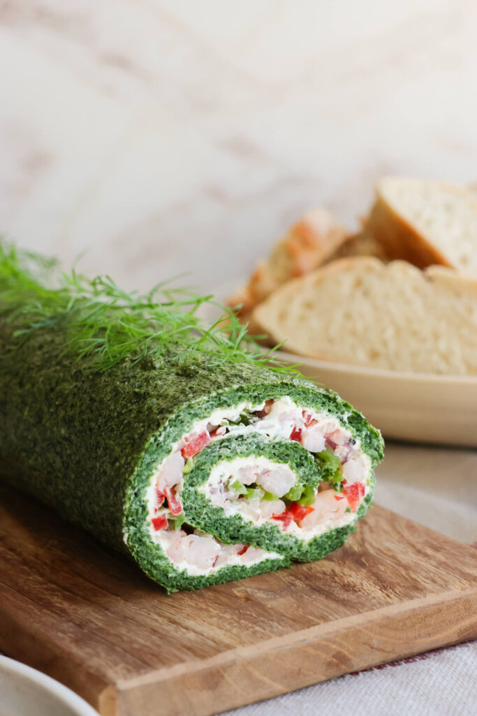 Spinatroulade med rejer