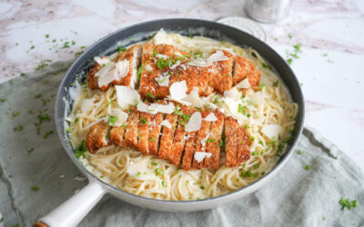 Pasta alfredo med sprød kylling