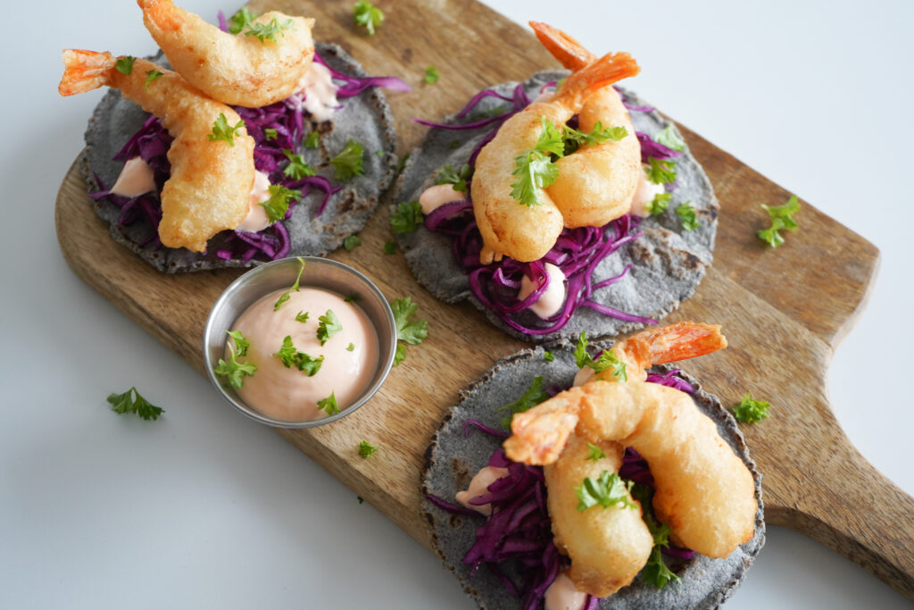 Tacos Med Indbagte Rejer