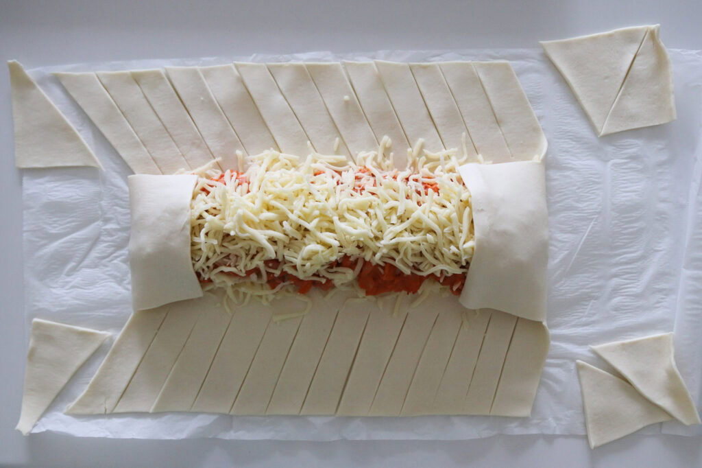 Butterdejsstang med pizzafyld