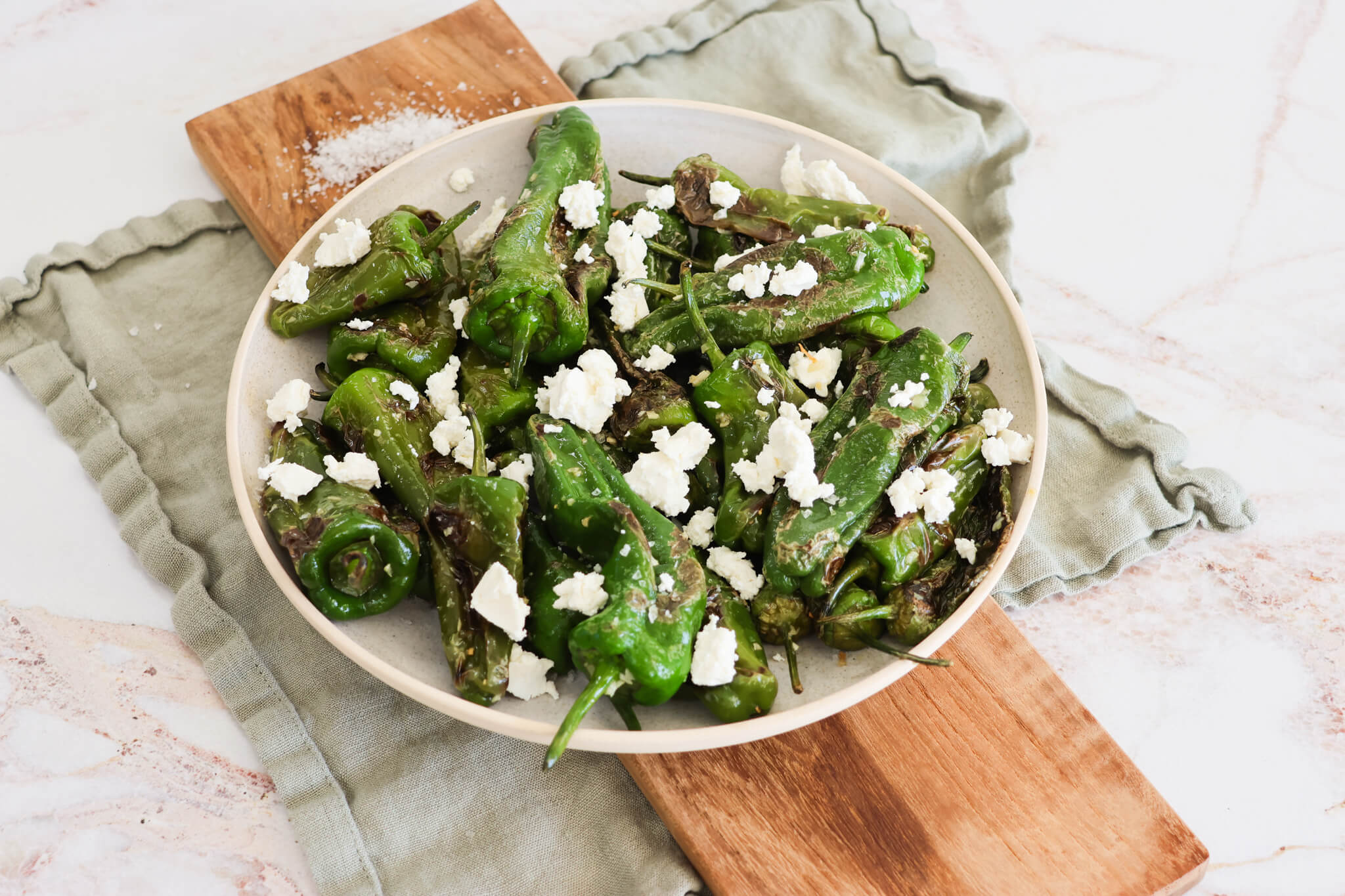 Stegte padron med feta
