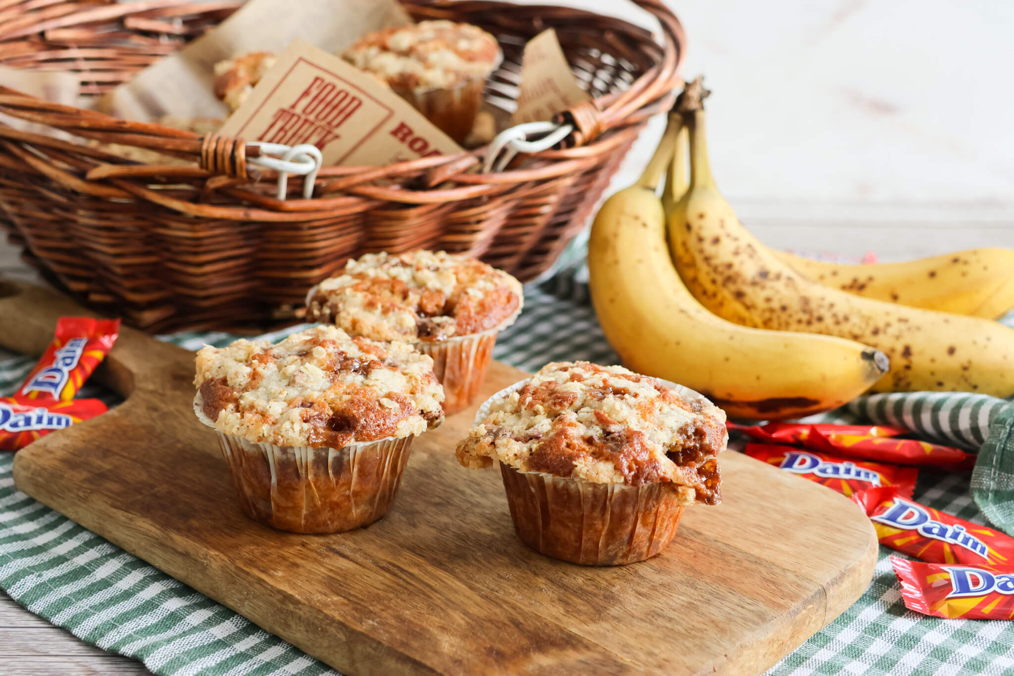 Bananmuffins med daim og crumble