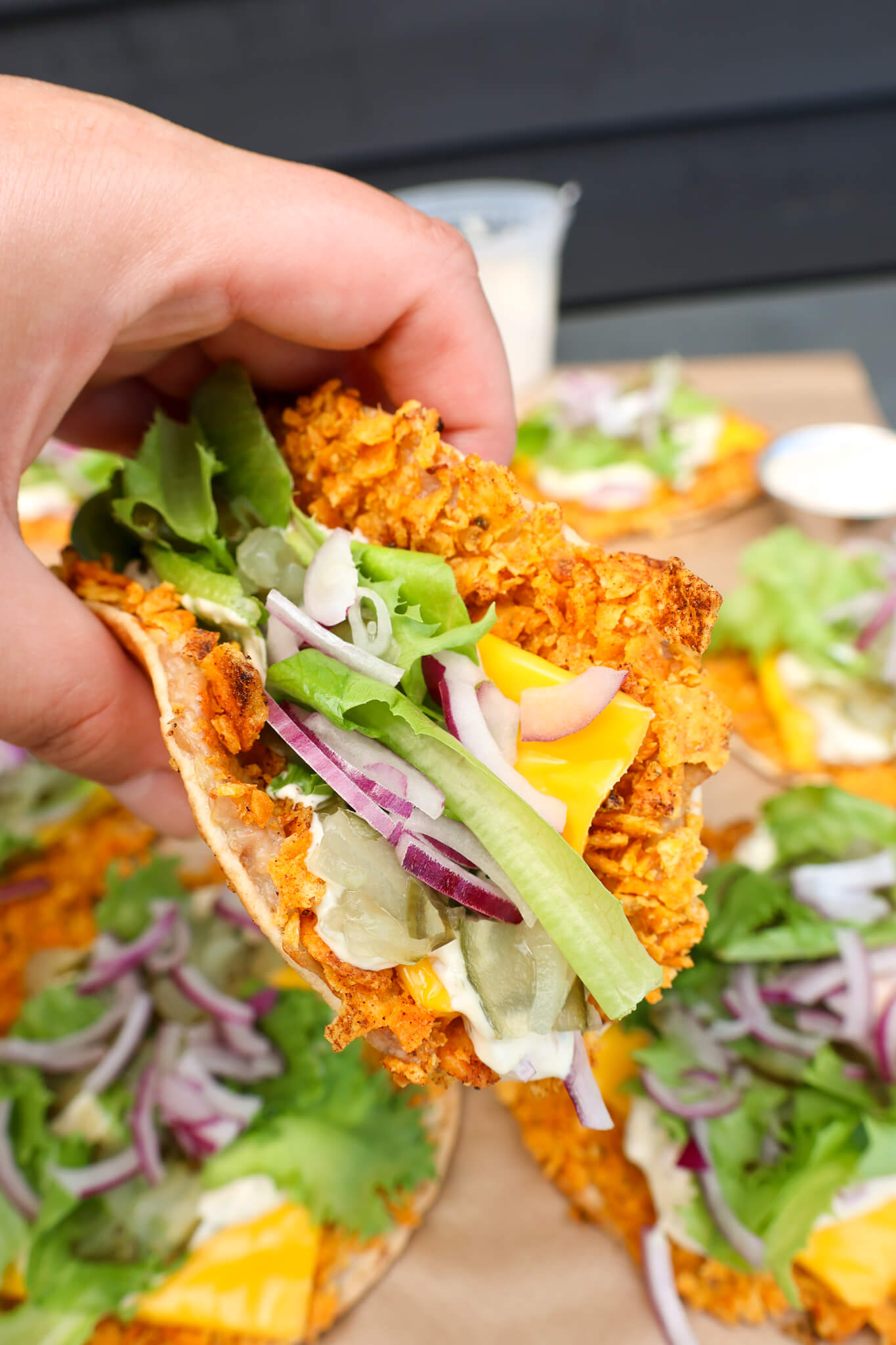 Kylling nachos smash tacos